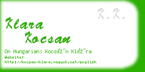 klara kocsan business card